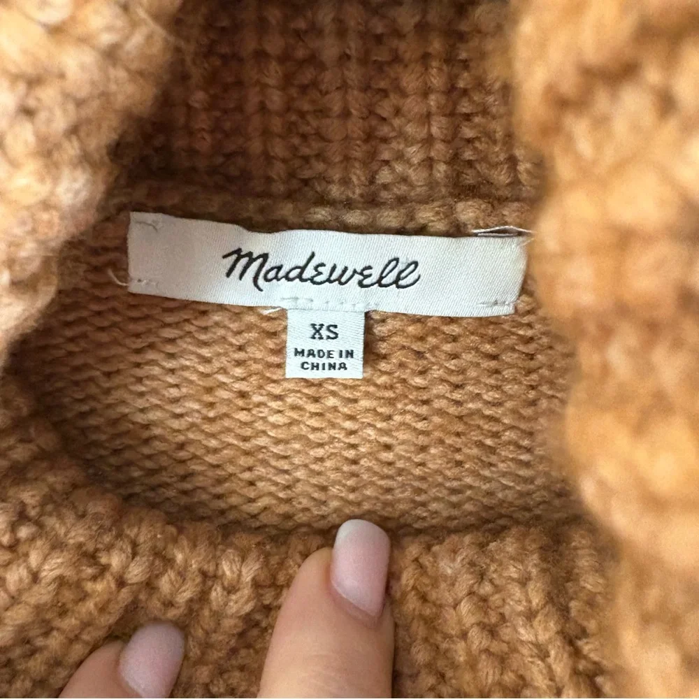 Madewell Sadler Boxy Chunky Turtleneck Wool Sweater Camel Brown‎ XS Fisherman